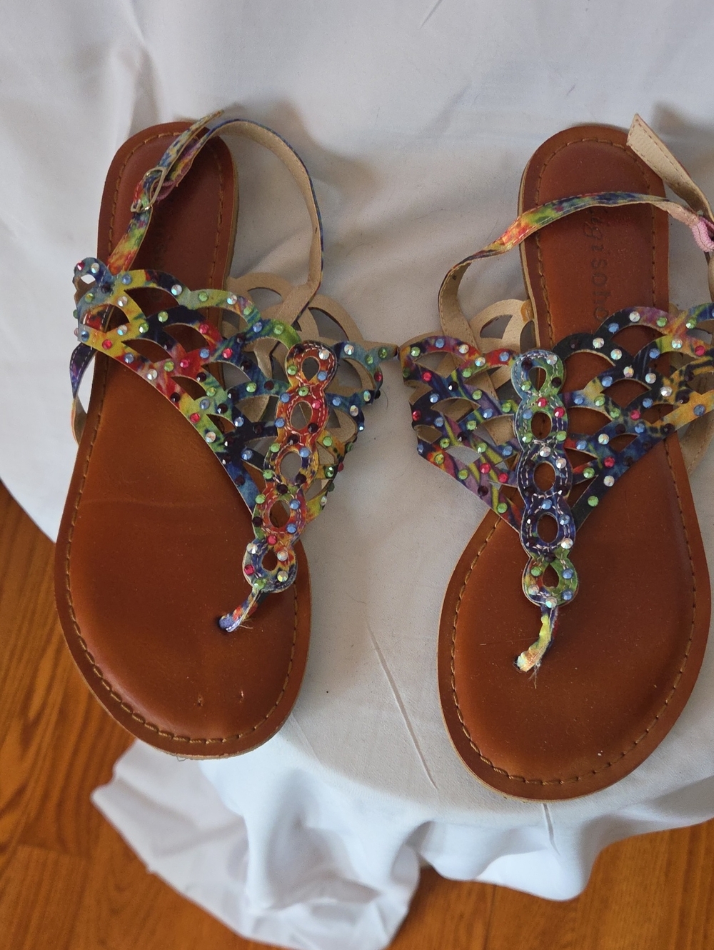 Zigi Soho Multicolor Jeweled T-Strap Sandals